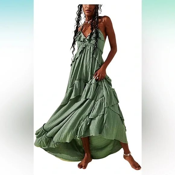 Amazon Green Backless Women Dress - Picture 1 of 7